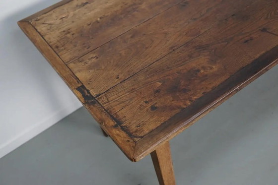 Image 1 of Mesa de comedor rústica francesa de madera de olmo, siglo XX