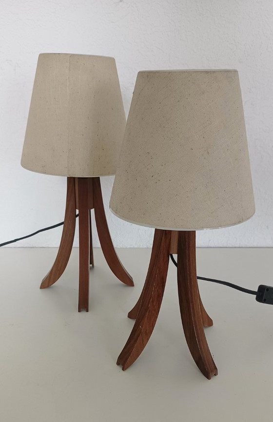 Lampes de chevet en teck de design danois – Textile, Wood (photo 9 of 9)