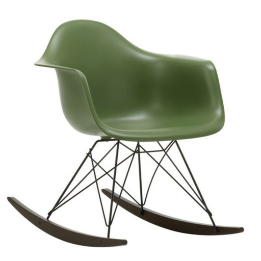 Silla mecedora Vitra Eames Plastic RAR verde, arce oscuro