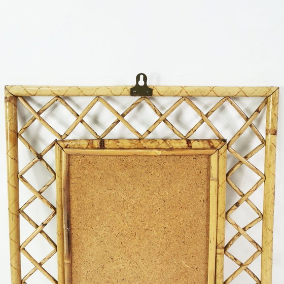 Image 1 of Specchio da parete in bambù e rattan, stile metà secolo, Italia, anni '60