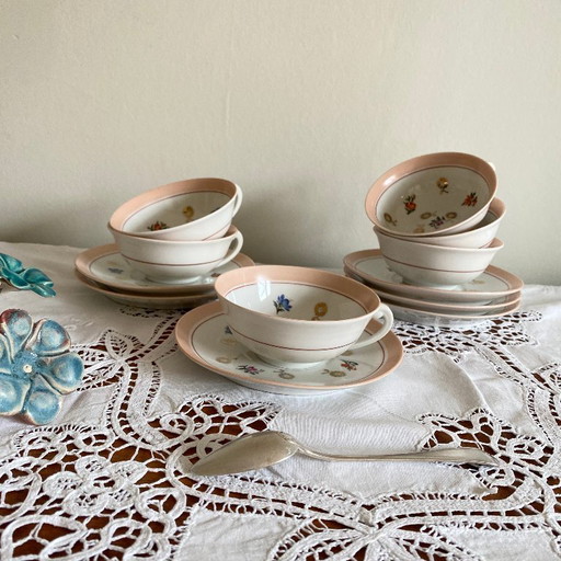 6 tazas antiguas de porcelana de Limoges para café, té y chocolate.