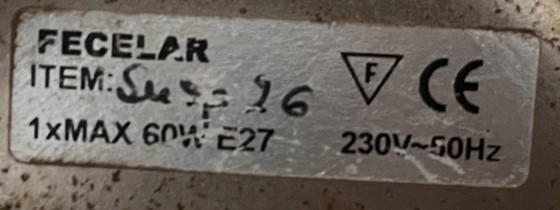Image 1 of Lampada a sospensione a globo in vetro dipinto al contrario dell'era spaziale degli anni '60 - Smalto arancione, cromo, metà del