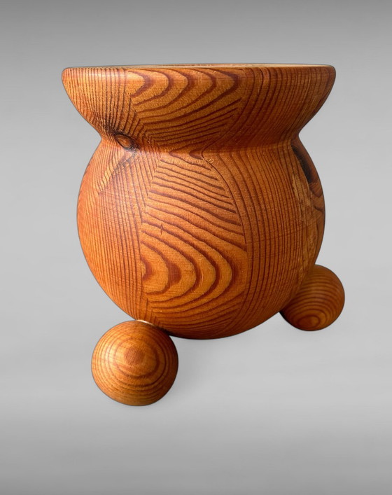 Image 1 of Stig Johnsson Smalandsslojd Jumbo Staved Pine Kaarshouder Zweden Mid Century