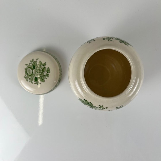 Image 1 of Een paar Mason's Ironstone-dozen, "Stratford"-groen decor, Engeland, 1970