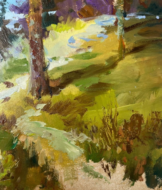 Image 1 of Peinture à l'huile originale Paysage côtier d'été Là où vit le conte de fées