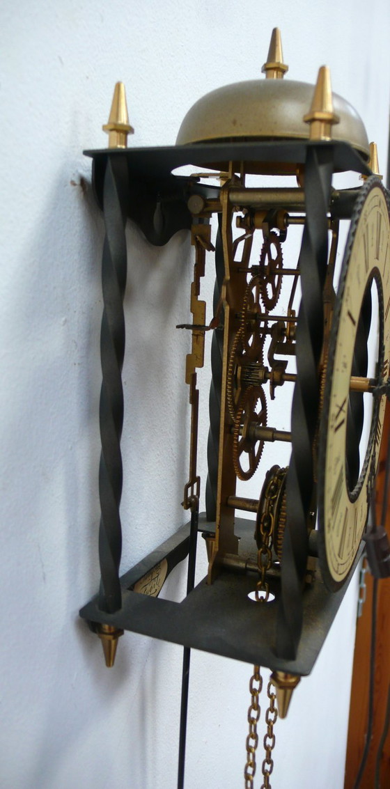 Image 1 of Hermle skeleton pendulum wall clock manual chain winding, Black Forest Germany,