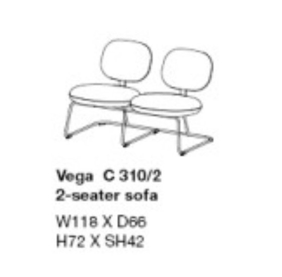 Image 1 of Artifort Bankje ‘Vega’ C 310/2 Ploegwool Gemêleerd Groen Blauw