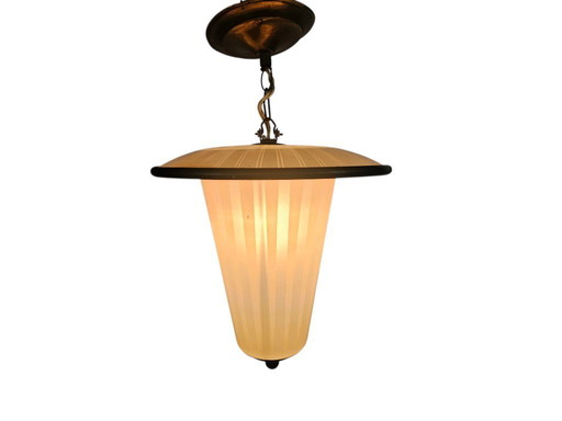 Suspension - laiton - cuivre - lampe lanterne - années 1950