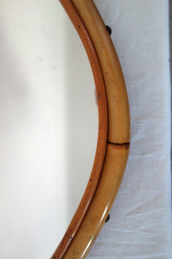 Image 1 of Specchio vintage in rattan di bambù