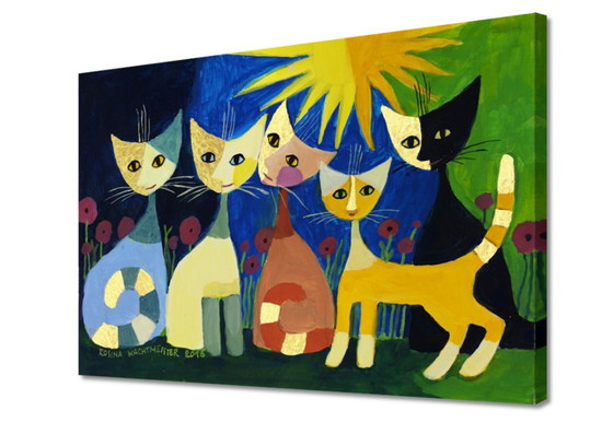 Rosina Wachtmeister Five Cats Su Tela – Stampe artistiche, Canvas (photo 2 of 5)