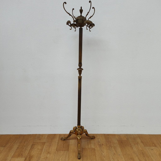 Porte-manteau en laiton doré rococo sur pied Arbre d'entrée Hollywood Regency