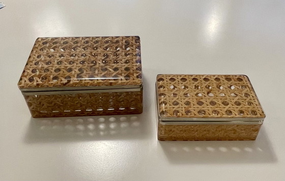 Image 1 of Set aus Plexiglas-Weidenkisten, Italien, 70er Jahre