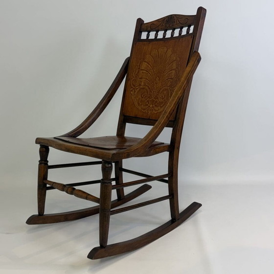 Antique Edwardian ‘pressed back’ rocking chair – Wood (photo 3 of 14)