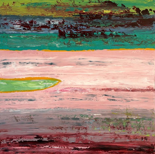 Eucalyptus I – Colorful abstract painting inspired by eucalyptus bark | 50x50 cm