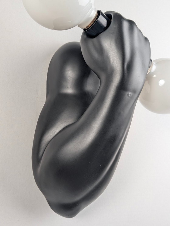 Image 1 of Applique murale en céramique noire J.C. Peiré, bras sculptural, années 1980