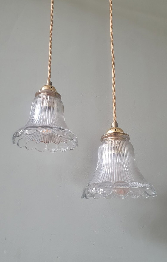 Set of 2 Holophane pendant lamps, Art Deco – Metal (photo 10 of 23)