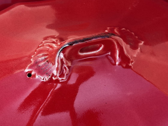 Image 1 of Grote rode keramische terrine jaren 50