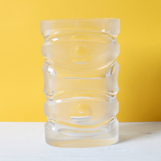 Image 1 of Mid-Century Iced Crystal Glass Vase: Peill & Putzler, Germany, 1960s