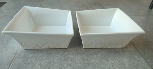 Juego de dos fuentes cuadradas asimétricas para gratinar, numeradas por BCI, fabricadas en Francia. – servies (photo 2 of 15)