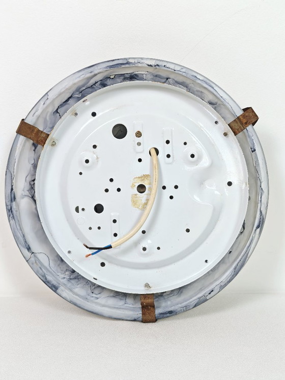 Image 1 of Vintage Glass Sconce / Glass Flush Mount Light / Mid Century Wall or Ceiling Lamp / Retro Round Sconce / Yugoslavia / 1970s