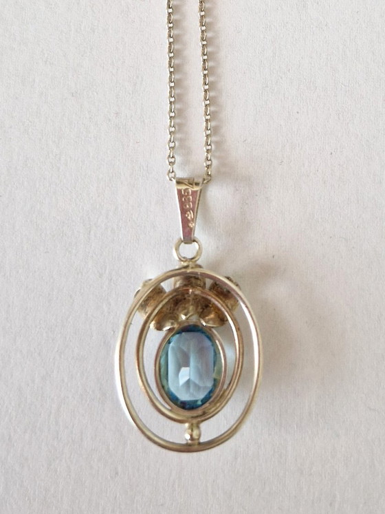 Teka - Ciondolo in argento con acquamarina e collana in argento abbinata - anni '60 – Oggetti decorativi (photo 4 of 7)