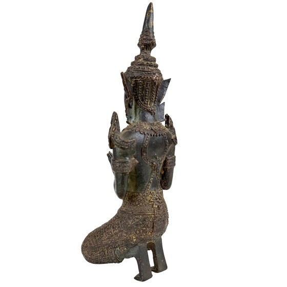Thaise Bronzen Theppanom Tempelwachter – Boeddhistische Beschermengel – 21.7 cm – Beeldhouwkunst (photo 6 of 10)
