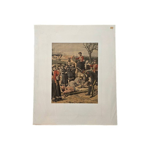 Litografía francesa antigua en color de Le Petit Journal, de 1909.