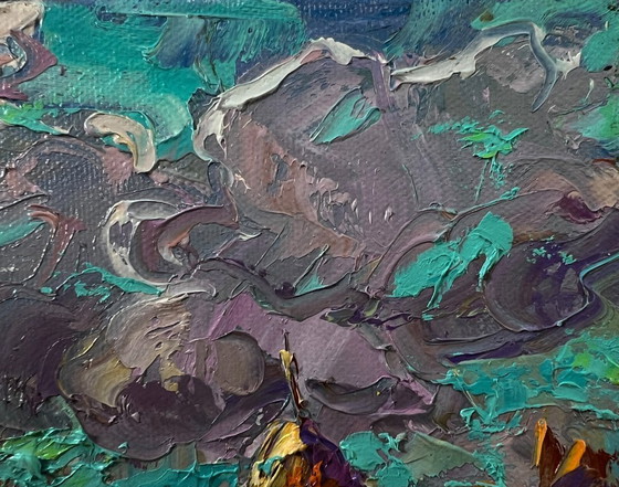 Original Oil Painting Summer Field Landscape Cloudy Horizon – Paintings & Drawings, Canvas (photo 4 of 8)