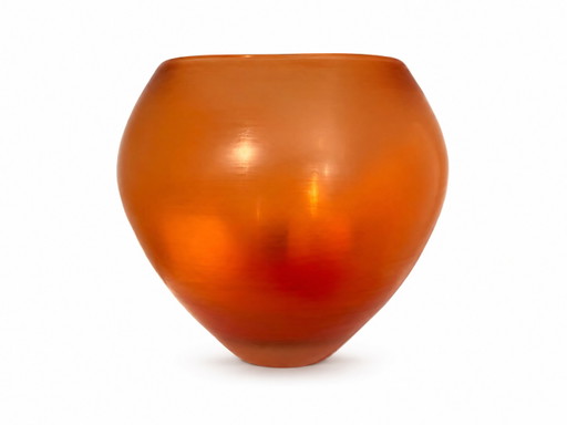 Paolo Venini Murano „Incisi“ Vase 1956 Signiert Säuregeätztes Bernstein-Satinglas