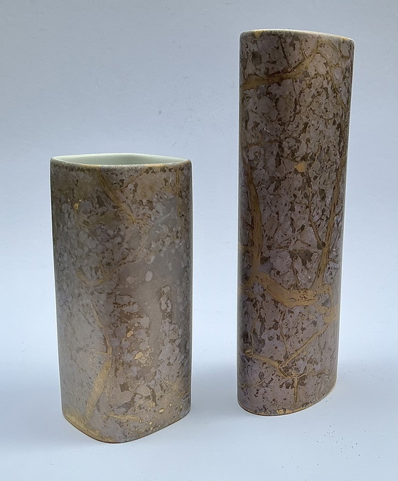 Image 1 of Rosenthal, Dressler 'Goldfeuer' jarrones, caja con tapa, candelabros, cuencos