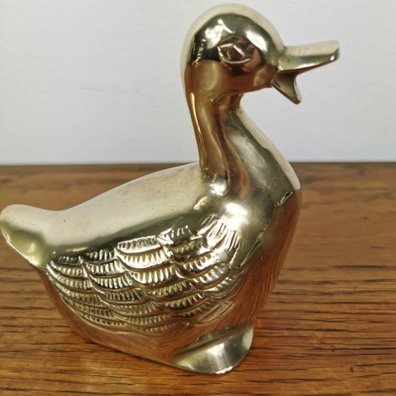 Image 1 of Set aus zwei Messingstatuen zweier Enten. Messingfigur