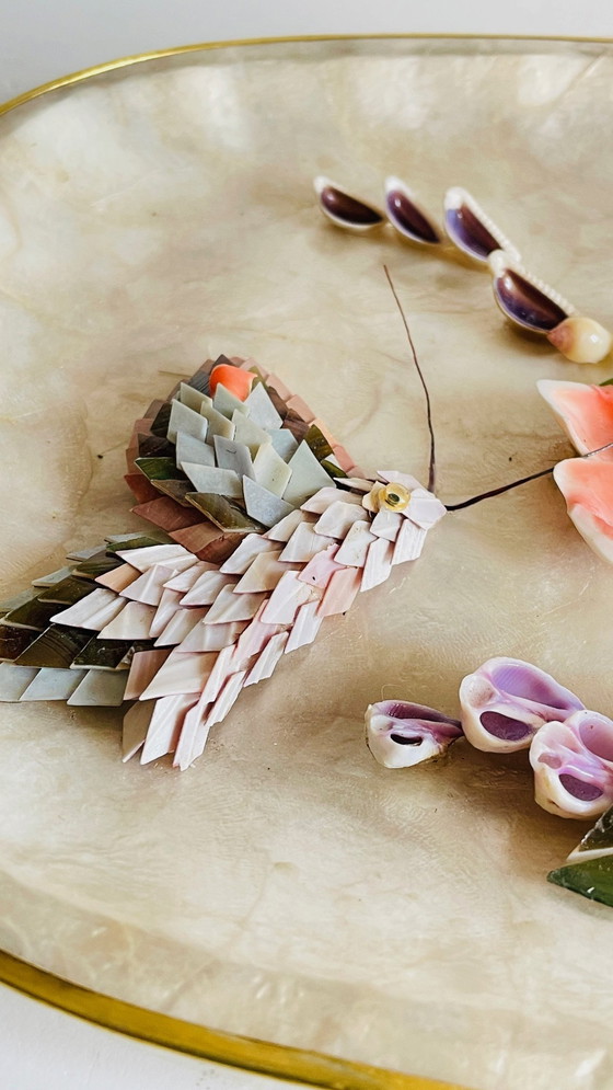 Image 1 of Vassoio vintage in madreperla e conchiglia