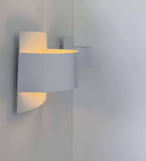 2X White Lacquered Metal Wall Lights By Peter Celsing - Sweden 1960