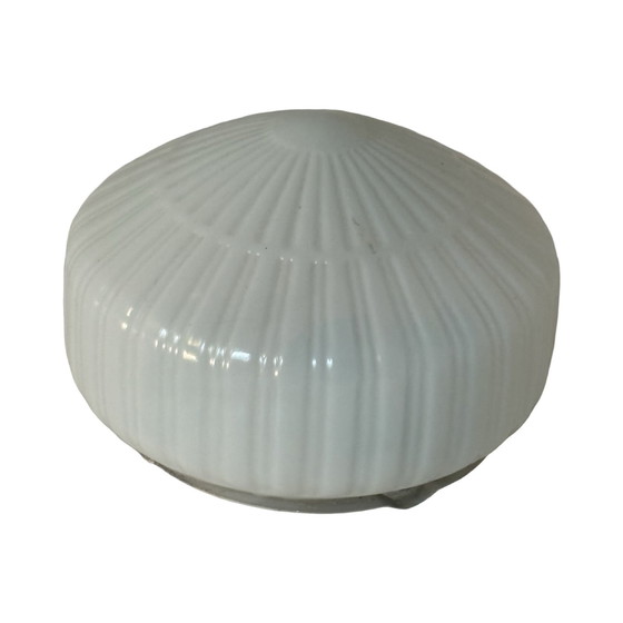 Image 1 of Art deco (Style) - Ceiling or wall mounted lamp with opaline glas and metal mount - ca. 1960, Czechoslovakia - Multiple in stock