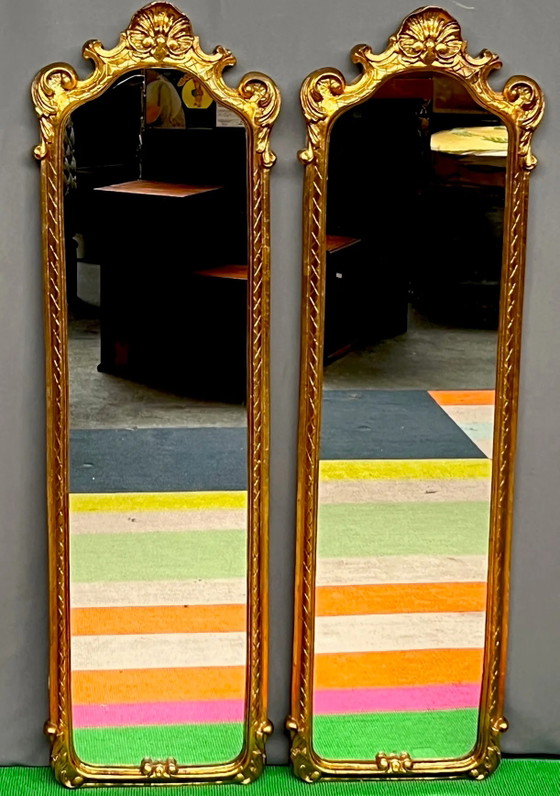 Paire de miroirs dorés, 97 x 28 cm – Plastic (photo 5 of 6)