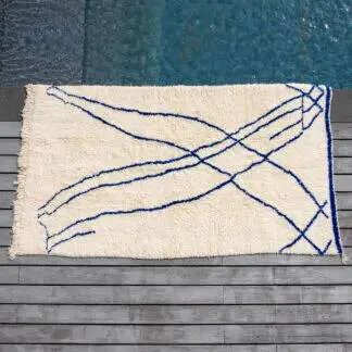 Tappeto Beni Ouarain bianco e blu. – Tappeti, Wool, Cotton (photo 2 of 16)