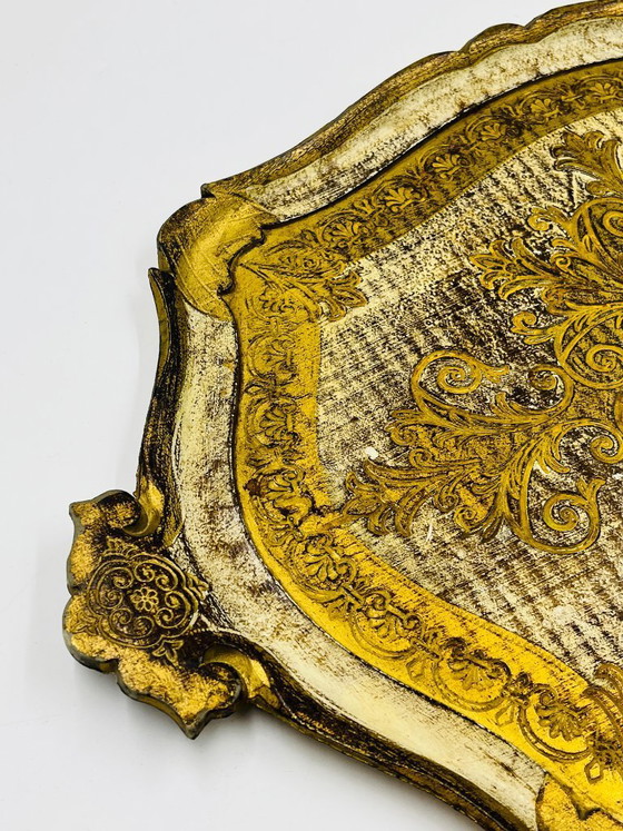 Image 1 of Vassoio decorativo vintage barocco dorato