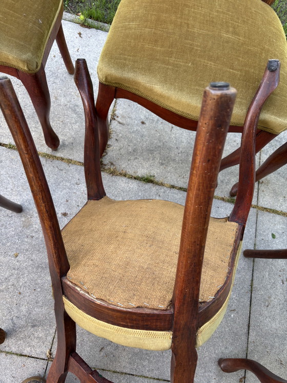 Image 1 of Six chaises Biedermeier anciennes, sculptures sur bois anciennes