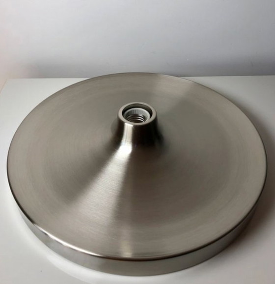 Image 1 of Applique moderniste disque style Charlotte Perriand – OVNI space age argenté - Diamètre 35cm