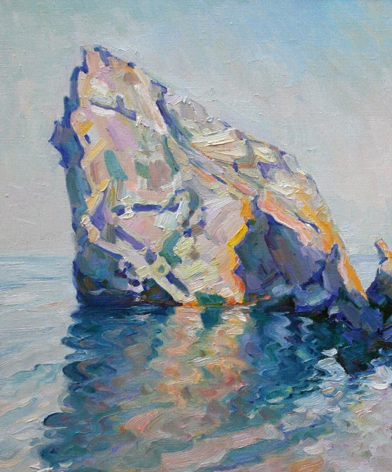 Dipinto a olio originale Marina Scoglio sulla riva del mare – Dipinti e disegni, Tela (photo 2 of 5)