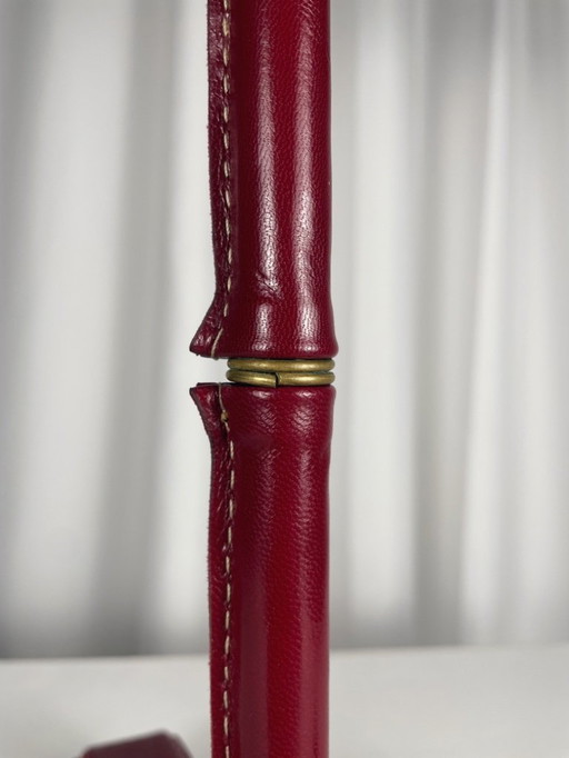 Lampada a treppiede Adnet con rivestimento in pelle