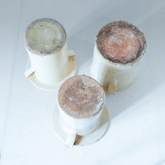 Image 1 of 3x Antique Handmade Ceramic Vases, Set of Three, Italy 1900 circa