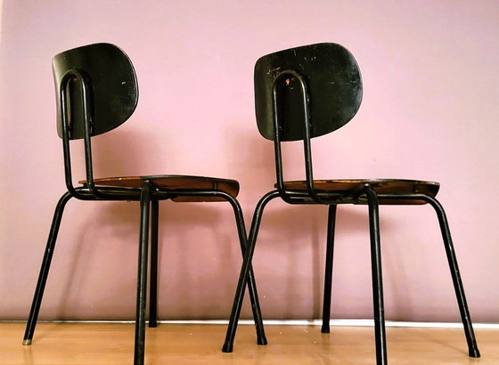 Willy Van der Meeren pour Tubax "Chaises CT 2" – Chaises de salle à manger, Fer, Bois (photo 8 of 9)