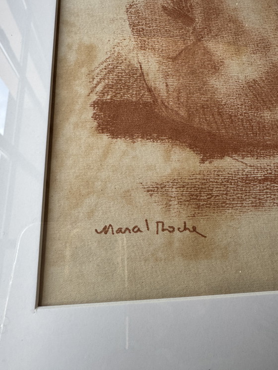 Image 1 of Antique nude sanguine drawing by Marcel Roche