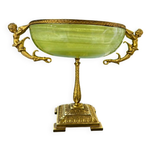 19e-eeuwse onyx en bronzen fruitschaal