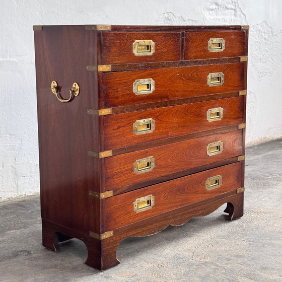 Image 1 of British Mahogany Military Chest, Early 1900s
