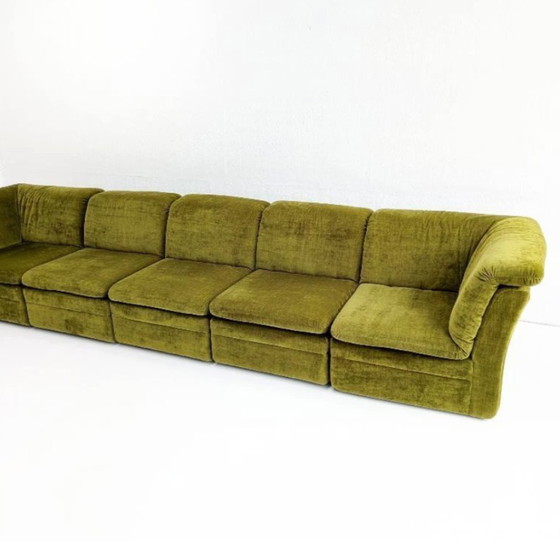Image 1 of Divano modulare vintage in velluto verde muschio