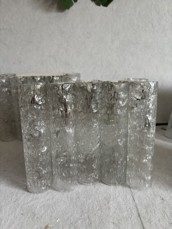 Image 1 of Ensemble d'appliques vintage Doria Leuchten, tubes en verre glacé, 1960