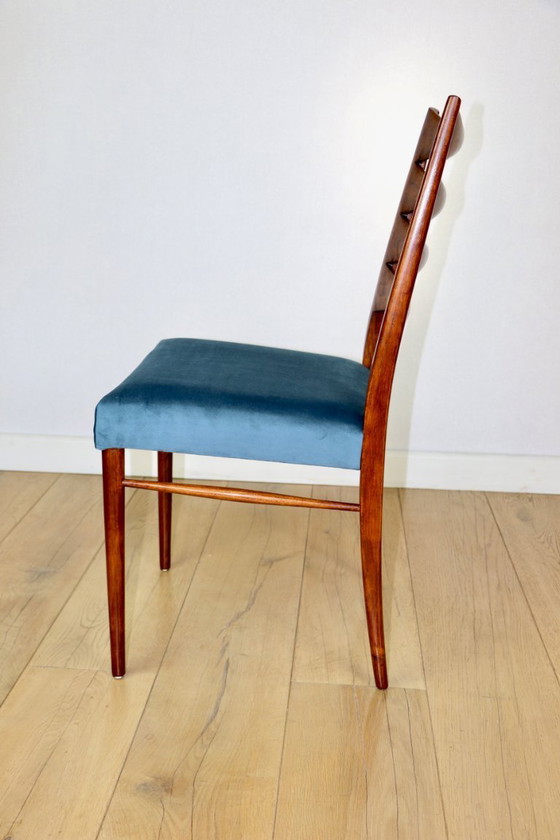 Image 1 of Danish vintage chairs blue turquoise vintage - set of 4 - great set