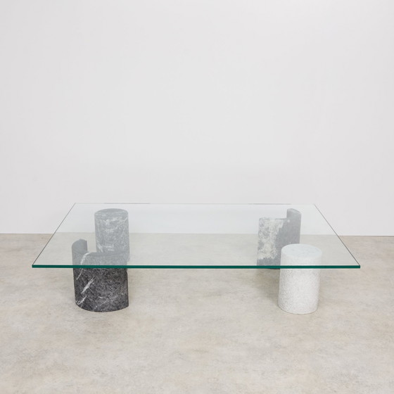 Image 1 of Giulio Lazzotti Column Stone Coffee Table for Casigliani Italy, 1970s